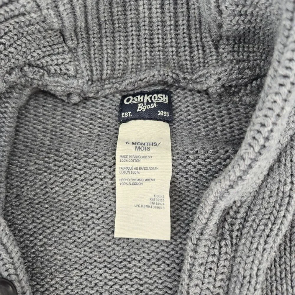 Baby Oshkosh Grey Cardigan Cotton 6 Months